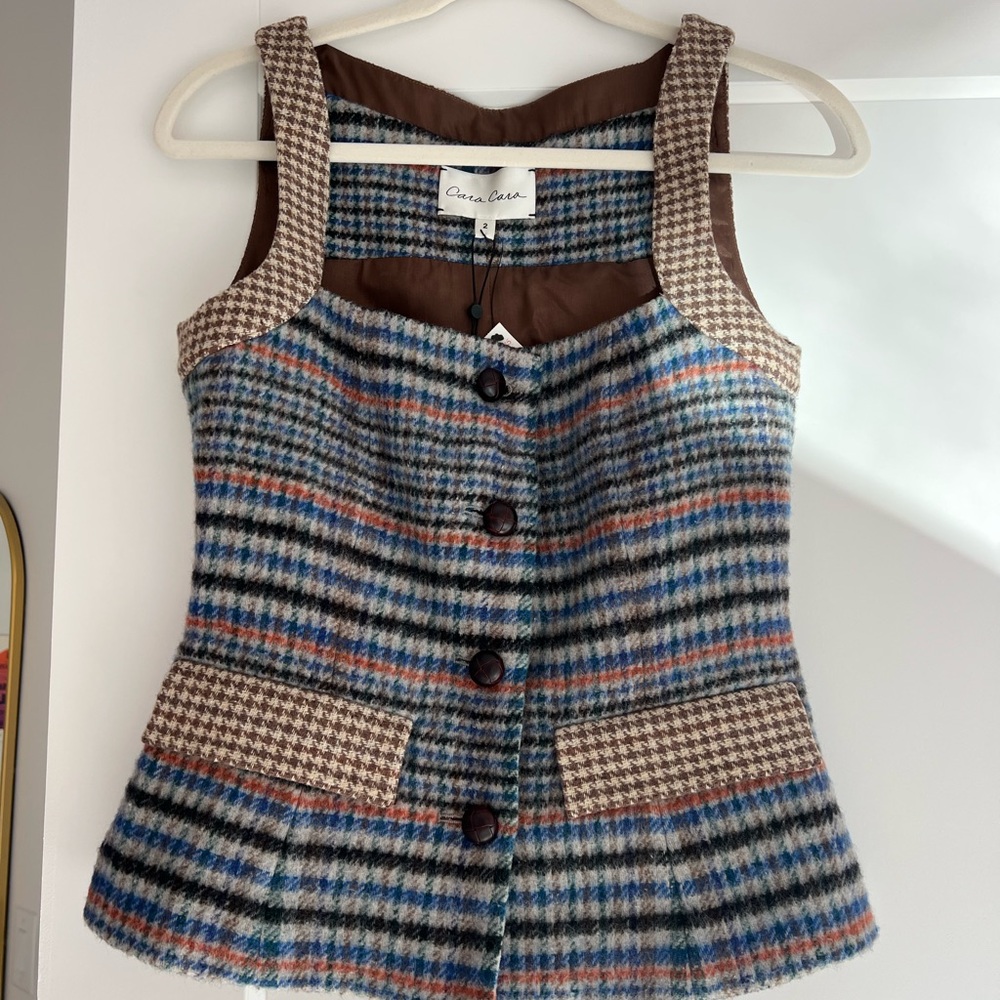 Cara Cara Multicolor Plaid Buttoned Top
